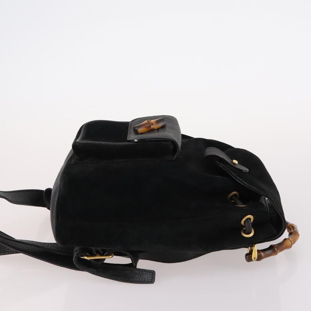 GUCCI Bamboo Backpack Suede Black Gold 003 2058 0030 Auth ep10853 - Picture 3 of 16